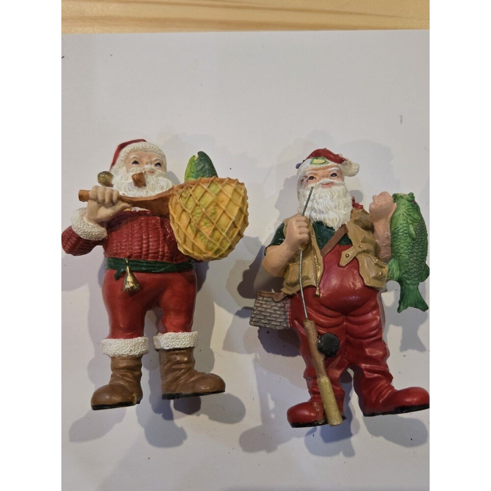 Lot Of 2 Fishing Santas
